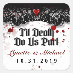 Pegatina Cuadrada Hasta la boda cuadrada de Halloween de la