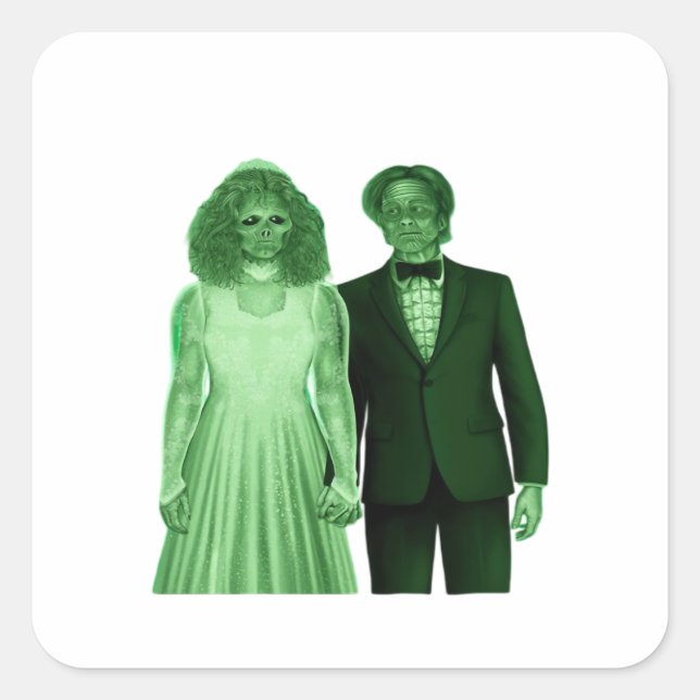 Pegatina Cuadrada Hasta que la muerte nos haga un diseño en parte cl (Anverso)