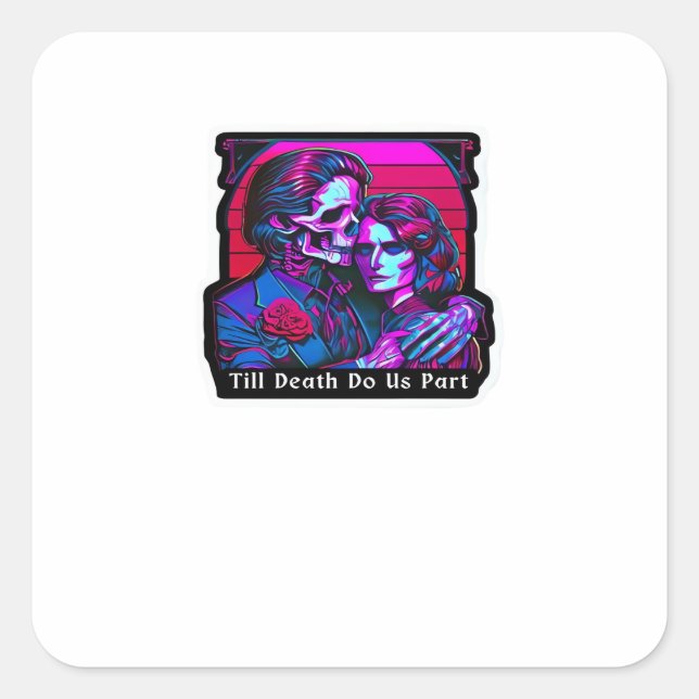 Pegatina Cuadrada Hasta que la Muerte nos Separe Clásico – Romance d (Anverso)