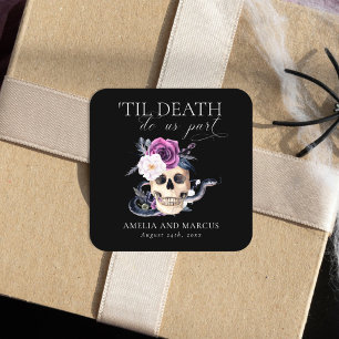 Pegatina Cuadrada 'Hasta que la Muerte nos Separe Invitación de Boda