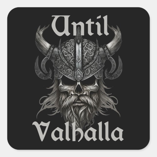 Pegatina Cuadrada Hasta Valhalla (Anverso)