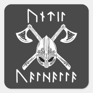 Pegatina Cuadrada Hasta Valhalla en Norse Rune