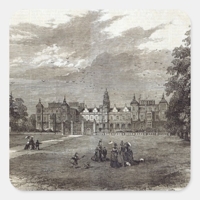 Pegatina Cuadrada Hatfield House (Anverso)