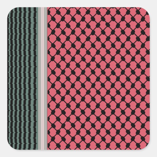 Pegatina Cuadrada Hatta Keffiyeh Kufiya Folk (Anverso)