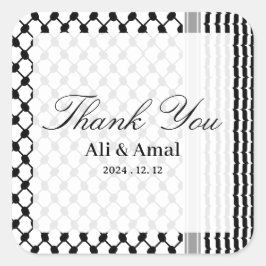 Pegatina Cuadrada Hatta Keffiyeh Palestina Gracias Boda