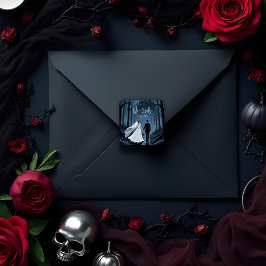 Pegatina Cuadrada Haunted Castle Halloween Wedding or Engagement