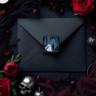 Pegatina Cuadrada Haunted Castle Halloween Wedding or Engagement