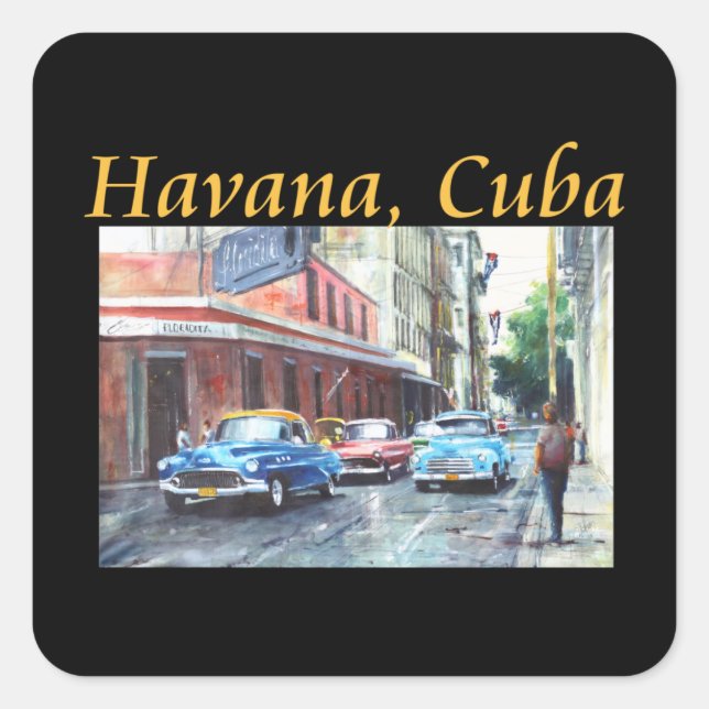 Pegatina Cuadrada Havana Cuba Floridita Art (Anverso)