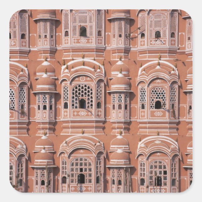 Pegatina Cuadrada Hawa Mahal (Palacio de los Vientos), Jaipur 2 (Anverso)