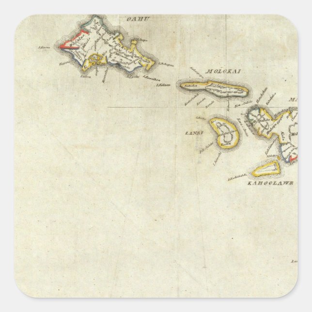 Pegatina Cuadrada Hawái 3 (Anverso)