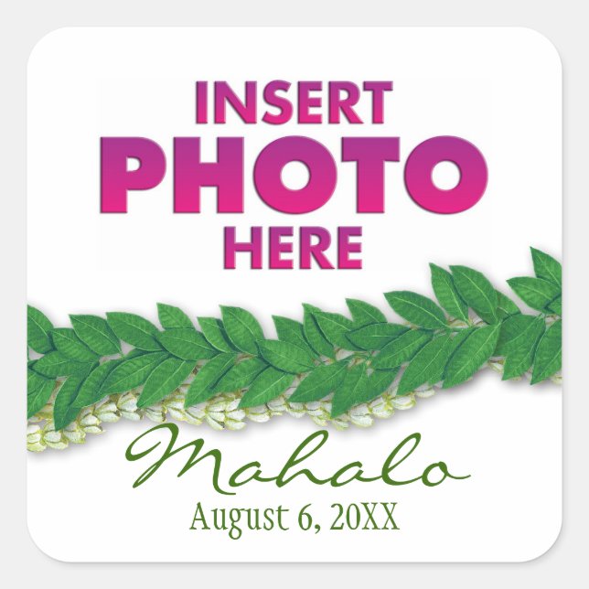 Pegatina Cuadrada hawaiano lei (Anverso)