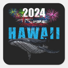 PEGATINA CUADRADA HAWAII 2024 TRIBAL POLINESIO