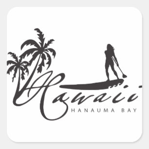Pegatina Cuadrada Hawaii Stand Up Paddle