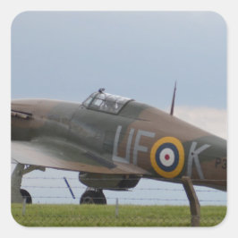 Pegatina Cuadrada Hawker Hurricane vista tres cuartos