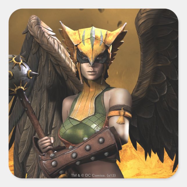 Pegatina Cuadrada Hawkgirl (Anverso)