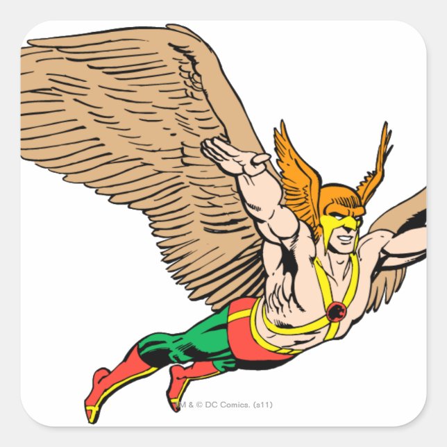 Pegatina Cuadrada Hawkman Flies (Anverso)