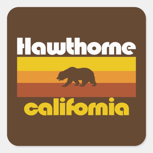 Pegatina Cuadrada Hawthorne, California (Anverso)