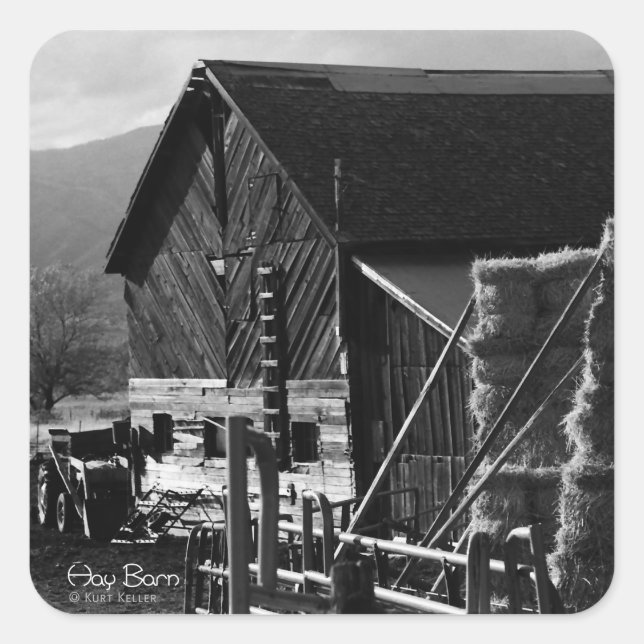 Pegatina Cuadrada Hay Barn (Anverso)