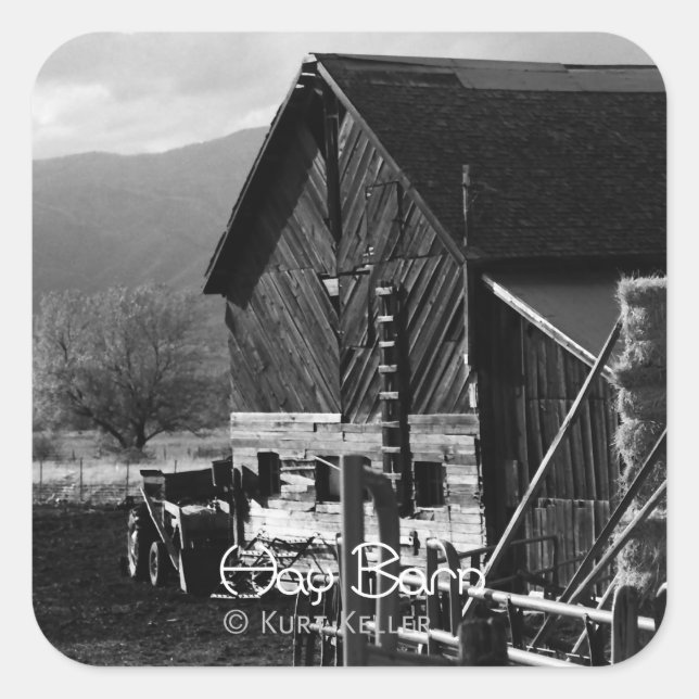 Pegatina Cuadrada Hay Barn (Anverso)