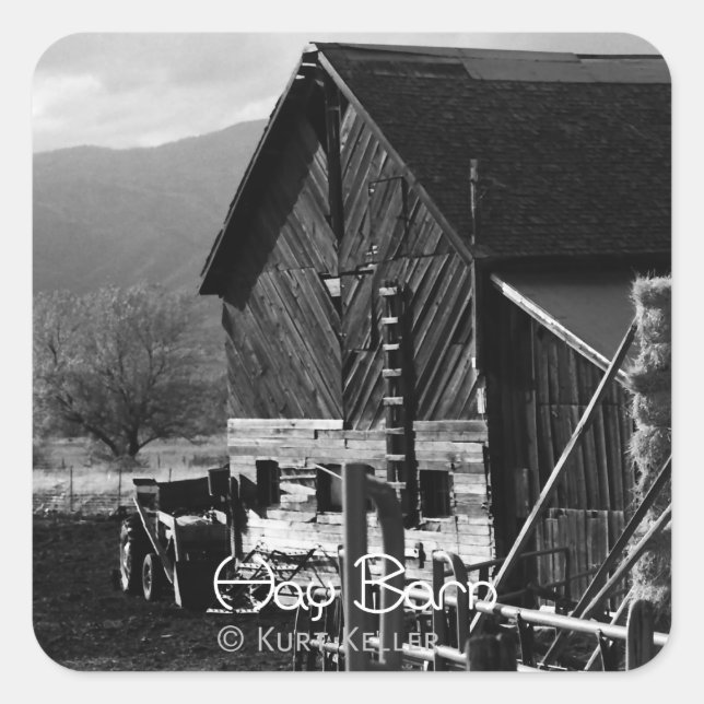 Pegatina Cuadrada Hay Barn (Anverso)