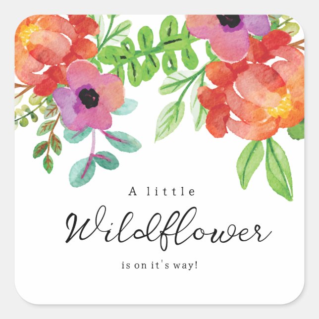 Pegatina Cuadrada ¡Hay una flor silvestre en camino! (Anverso)