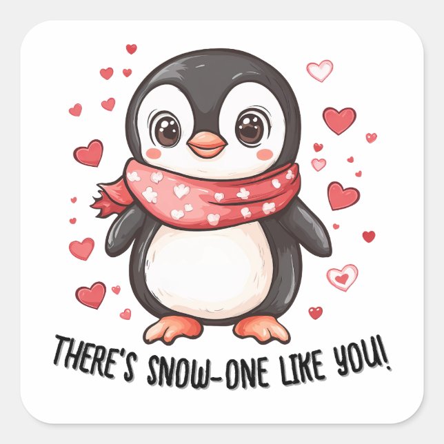 Pegatina Cuadrada Hay una nieve como tu El día de San Valentín (Anverso)