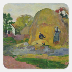 Pegatina Cuadrada Haystacks amarillos de Paul Gauguin el  , o
