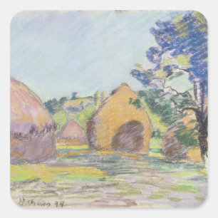 Pegatina Cuadrada Haystacks de Saint-Cheron
