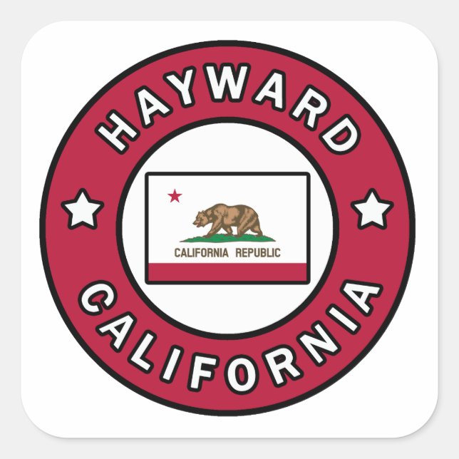 Pegatina Cuadrada Hayward California (Anverso)