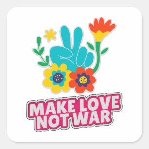 Pegatina Cuadrada Haz el amor no la guerra