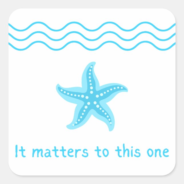 Pegatina Cuadrada Haz Una Diferencia, Historia De Starfish. (Anverso)