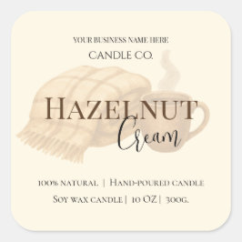 Pegatina Cuadrada Hazelnut Cream | Cozy Neutral Soy Candle Label