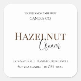 Pegatina Cuadrada Hazelnut Cream | Cozy Neutral Soy Candle Label