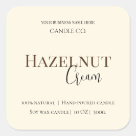 Pegatina Cuadrada Hazelnut Cream | Cozy Neutral Soy Candle Label