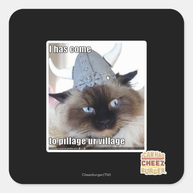 Pegatina Cuadrada He venido a saquear nuestra aldea (Anverso)