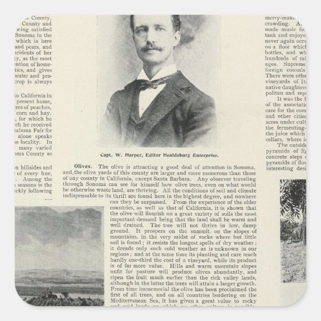 Pegatina Cuadrada Healdsburg, California (Anverso)