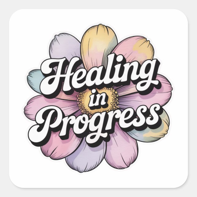 Pegatina Cuadrada Healing in Progress Gentle Reminder Sticker (Anverso)
