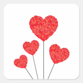 Pegatina Cuadrada Heart Balloons Illustration Design