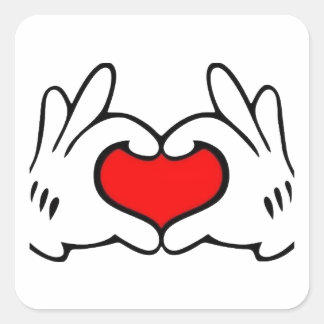 Pegatina Cuadrada Heart Hand 