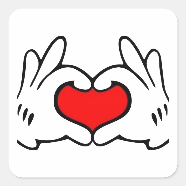 Pegatina Cuadrada Heart Hand  (Anverso)