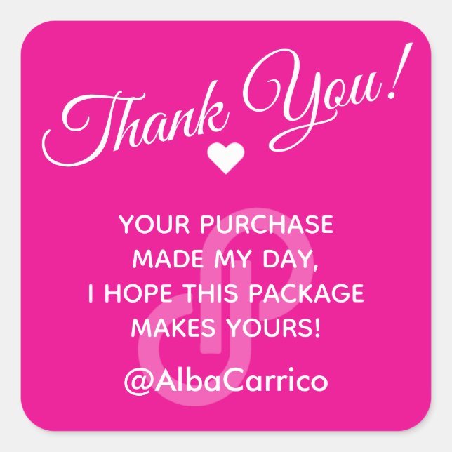 Pegatina Cuadrada Heart Poshmark Gracias (Anverso)