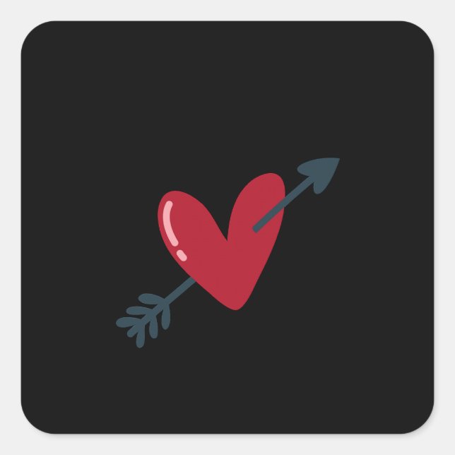 Pegatina Cuadrada Heart With Arrow Valentine Minimal T-Shirt (Anverso)