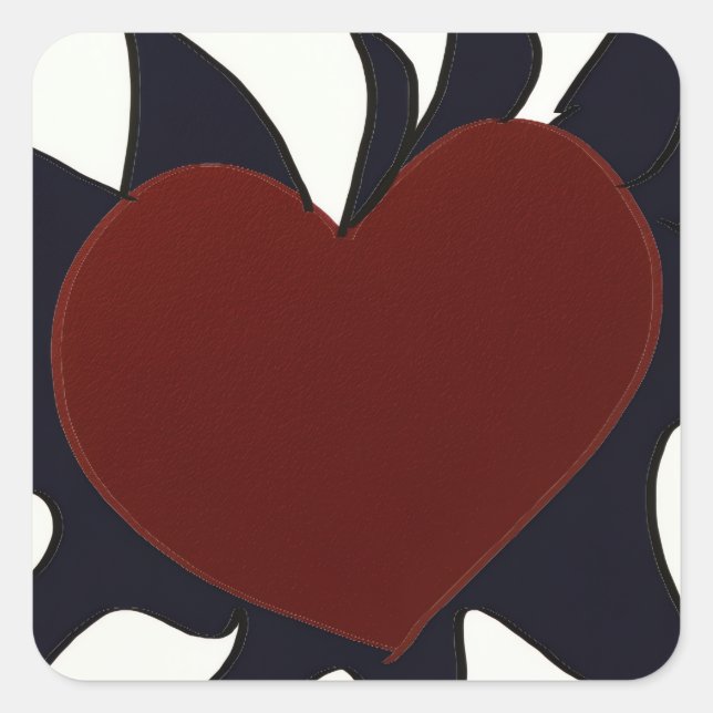 Pegatina Cuadrada Heart with Black Flames Square Stickers (Anverso)