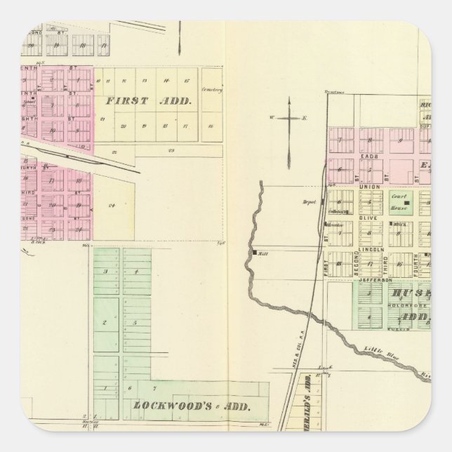 Pegatina Cuadrada Hebrón, Nebraska (Anverso)