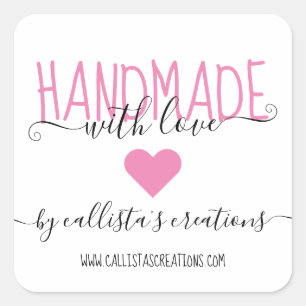 Pegatina Cuadrada Hecha a mano con amor Etsy Home Crafter Art Fair