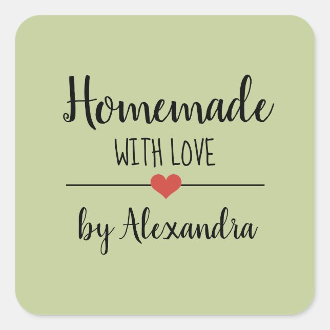 Pegatina Cuadrada Hecha en casa con el nombre del guión verde del sa (Anverso)