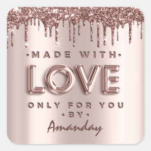 Pegatina Cuadrada Hecha Sólo Con Amor Por Usted Por Nombre Rosa Dris