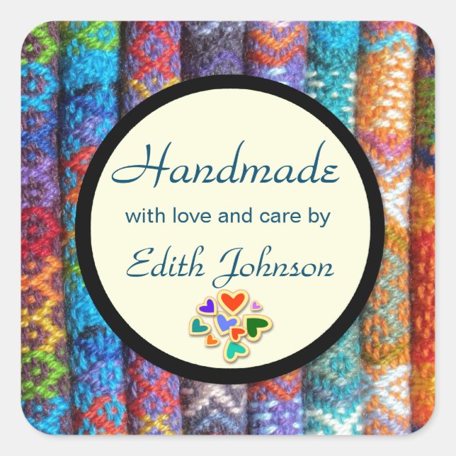 Pegatina Cuadrada ¡Hecho a mano! (Anverso)