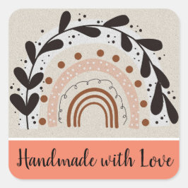 Pegatina Cuadrada Hecho a mano con pegatinas de amor