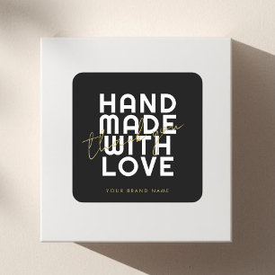 Pegatina Cuadrada Hecho a mano moderno con amor gracias
